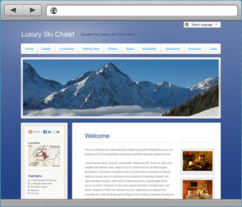 Ski Chalet - PromoteMyPlace Example Website