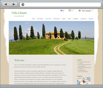 Villa Chianti - PromoteMyPlace Example Website