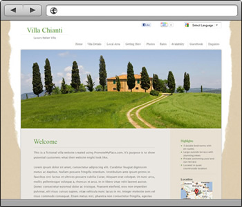 Villa Chianti - PromoteMyPlace Example Website